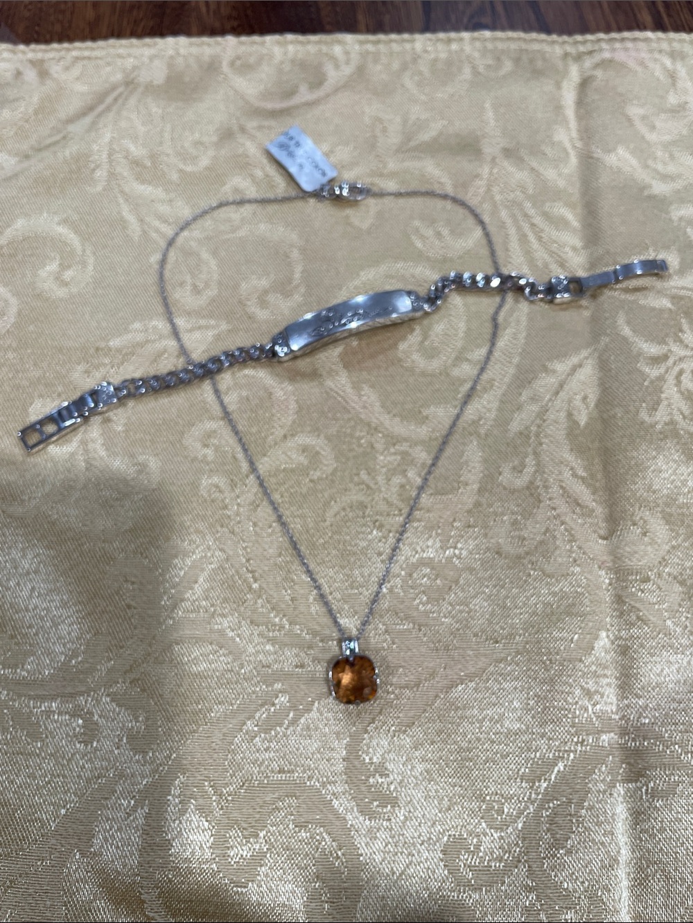 Brighton Silver-Tone Bracelet and Amber  TPZ Pendant Necklace